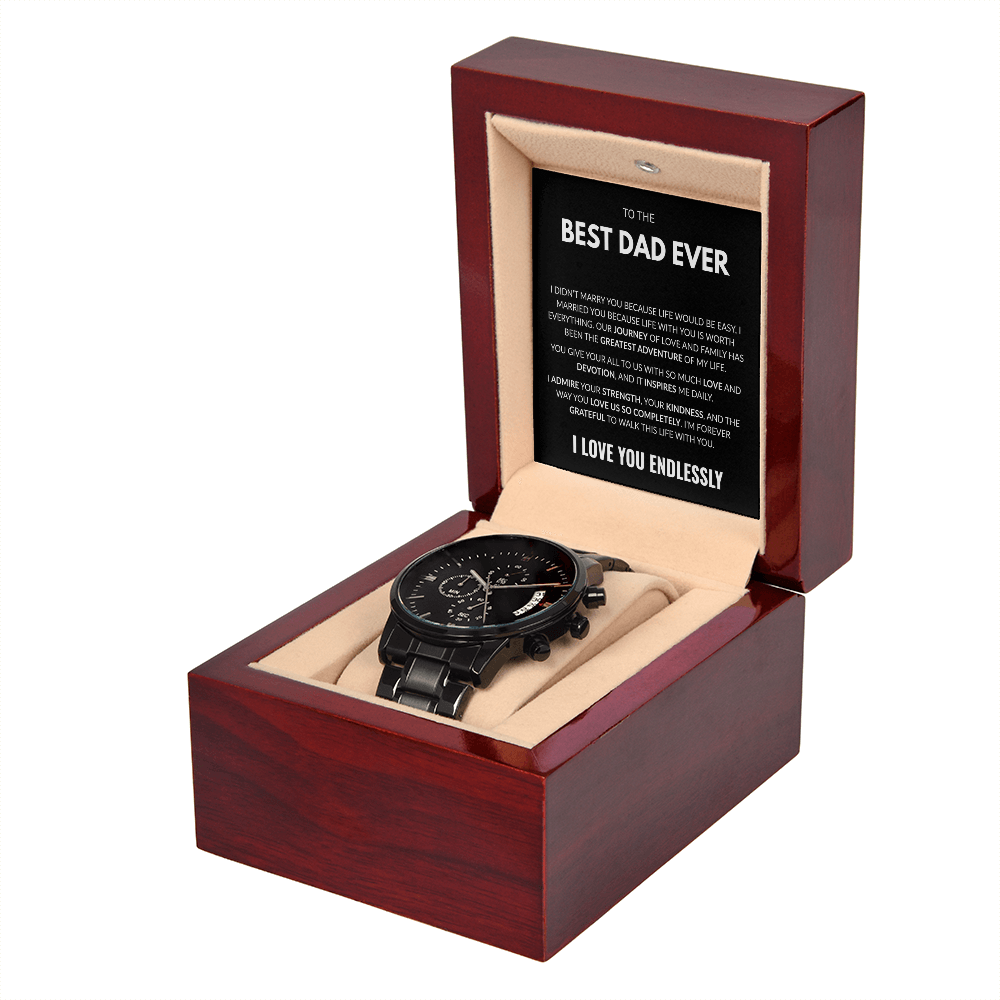 Best Dad Ever- Black Chronograph Watch