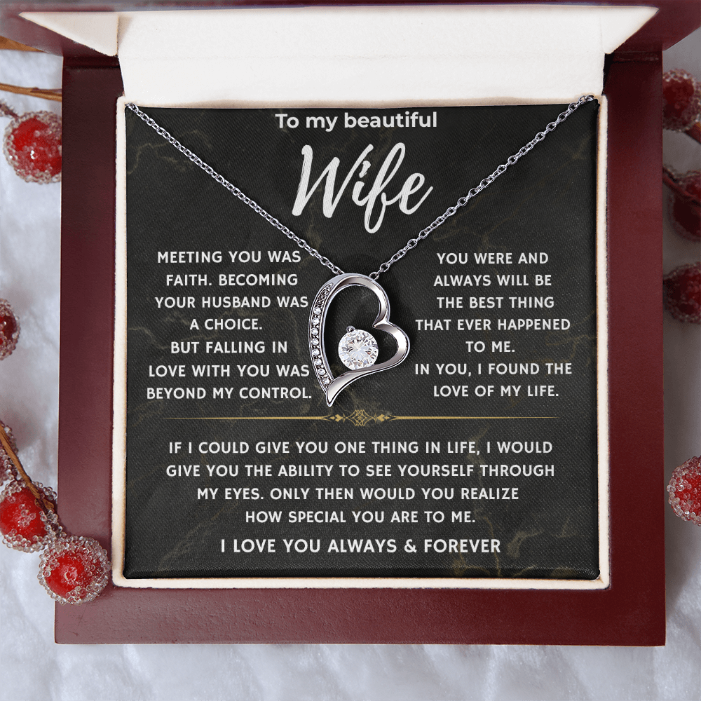 To my Beautiful Wife, Falling in love with you was beyond my control/ Lone Knot Necklace