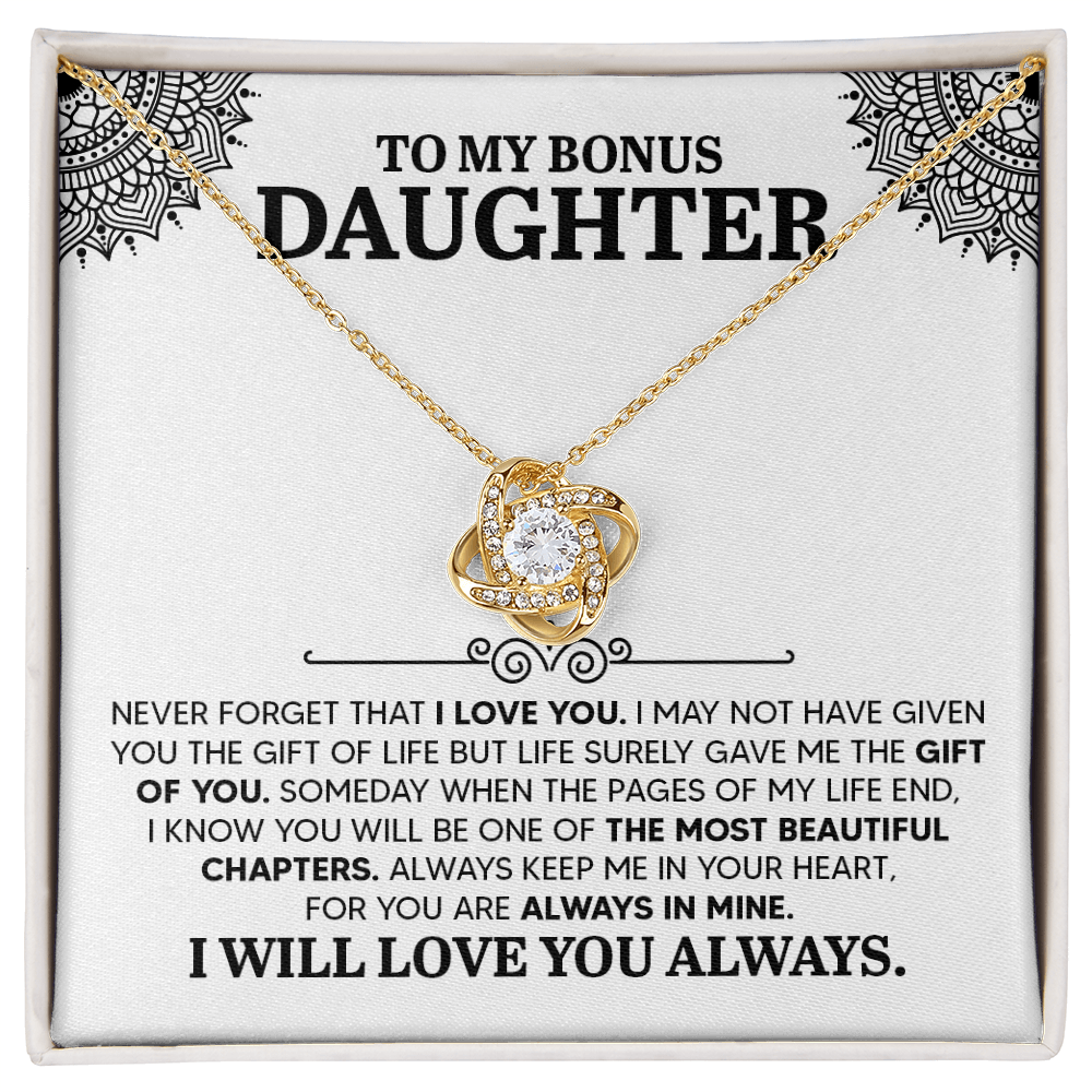 To My Bonus Daughter- Love Knot Necklace