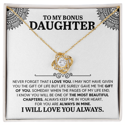 To My Bonus Daughter- Love Knot Necklace