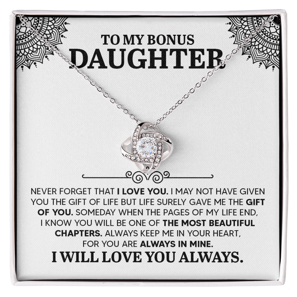 To My Bonus Daughter- Love Knot Necklace