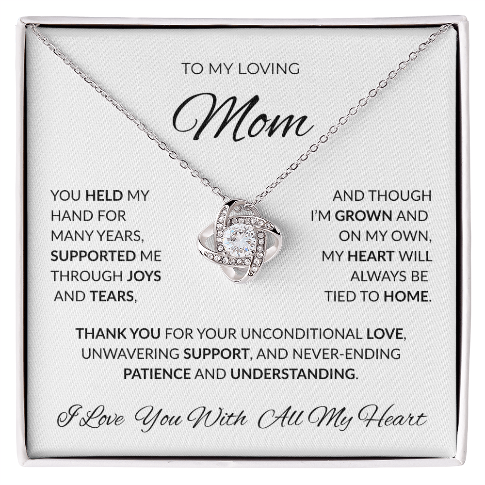 Loving Mom/ Unconditional Love/Cherished Love Knot Necklace