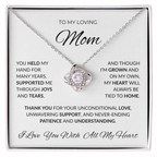 Loving Mom/ Unconditional Love/Cherished Love Knot Necklace