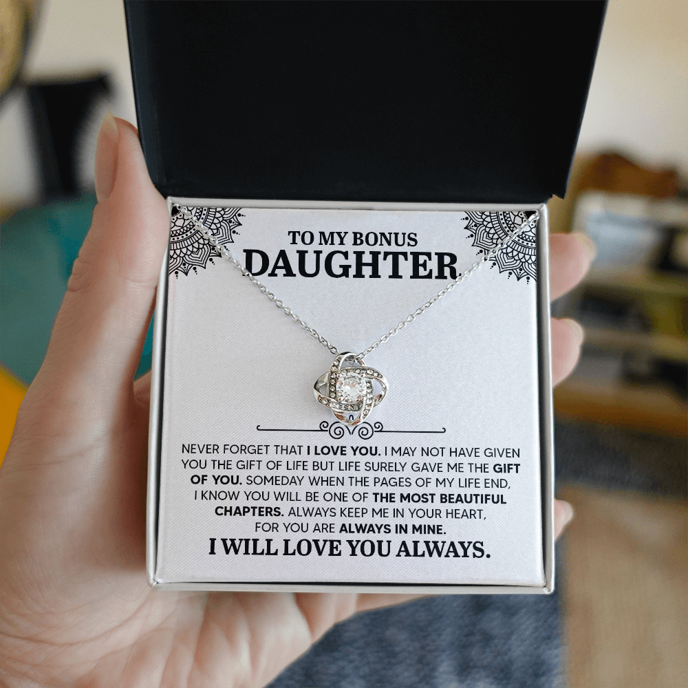 To My Bonus Daughter- Love Knot Necklace