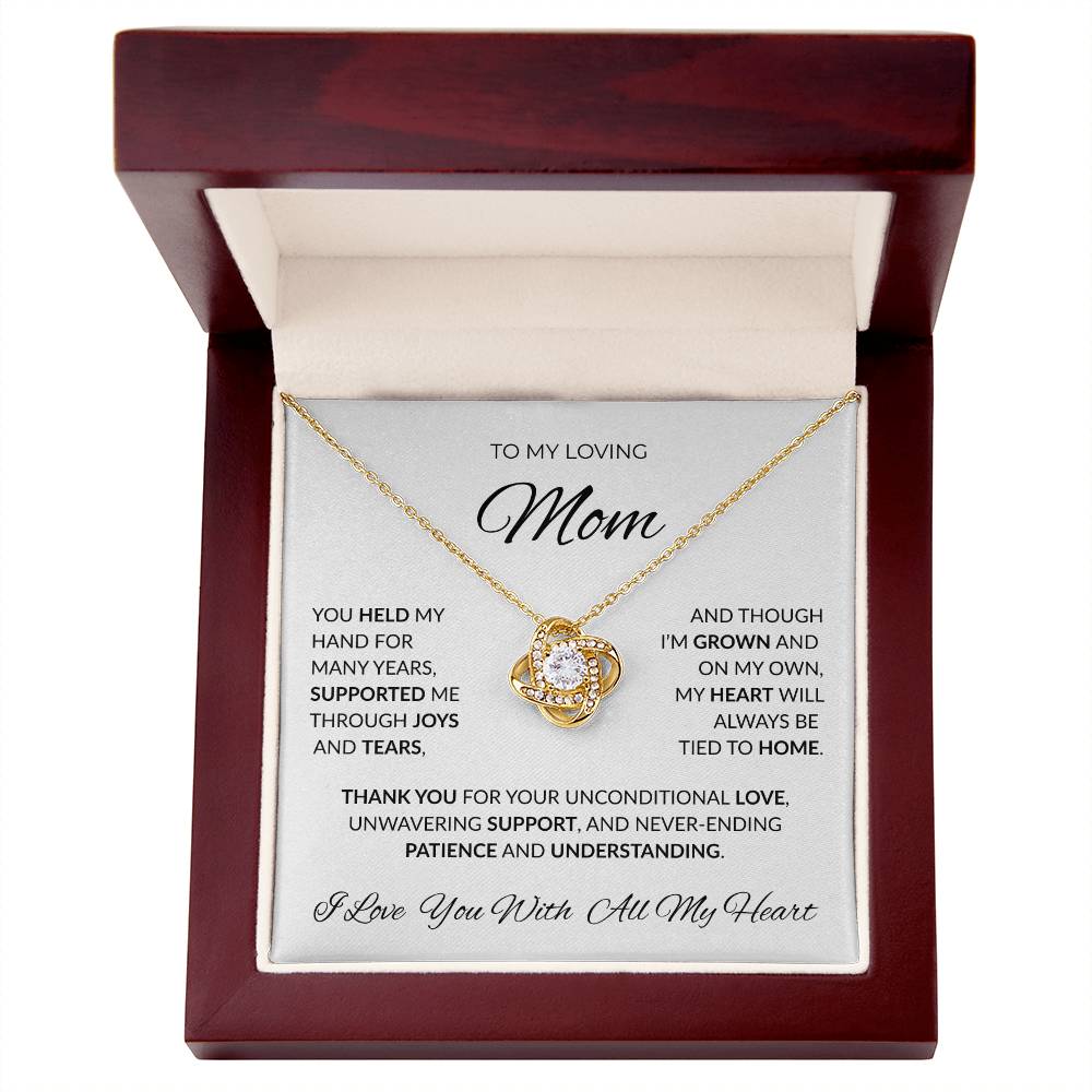 Loving Mom/ Unconditional Love/Cherished Love Knot Necklace