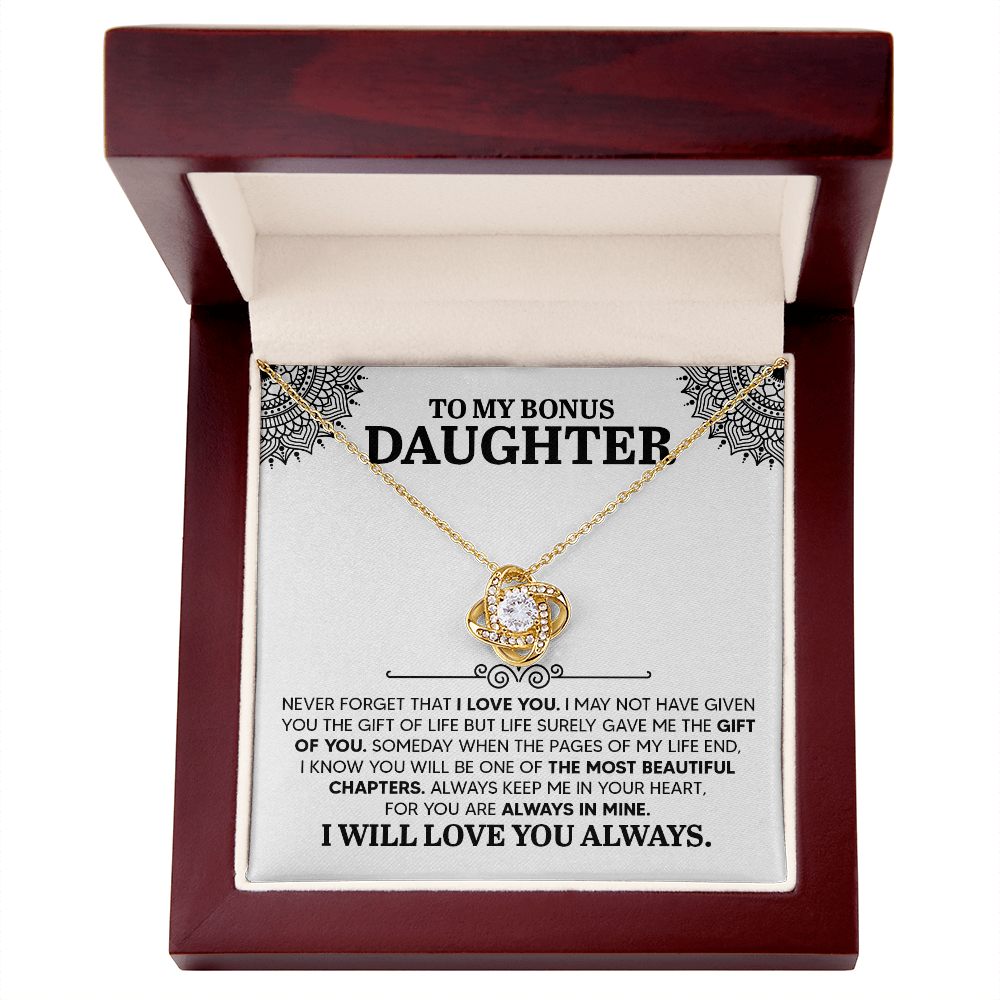 To My Bonus Daughter- Love Knot Necklace