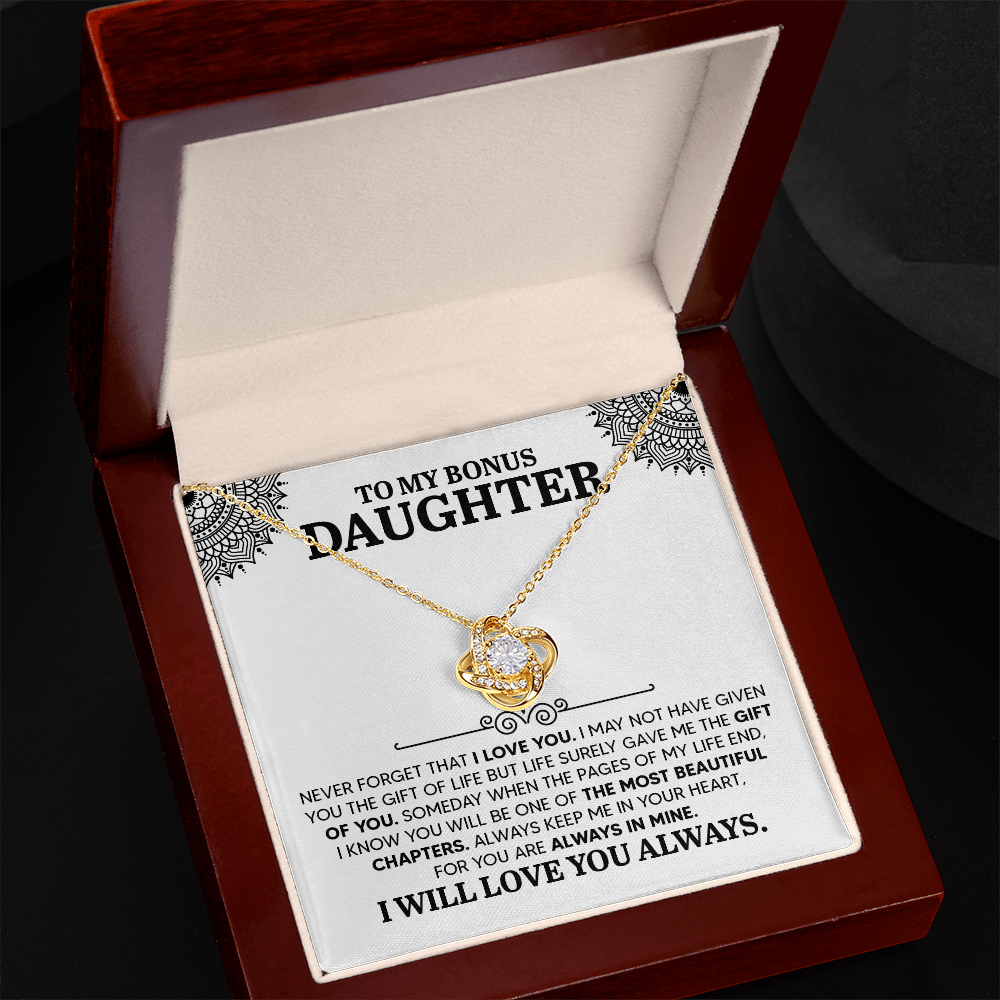 To My Bonus Daughter- Love Knot Necklace