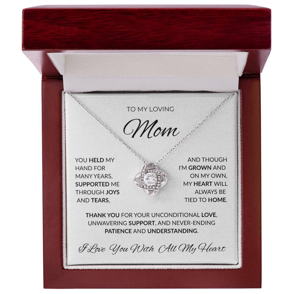 Loving Mom/ Unconditional Love/Cherished Love Knot Necklace