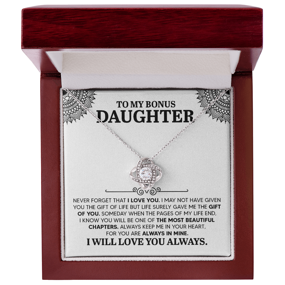 To My Bonus Daughter- Love Knot Necklace