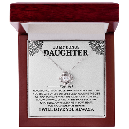 To My Bonus Daughter- Love Knot Necklace