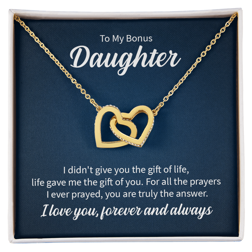To My Bonus Daughter- Interlocking Hearts Necklace