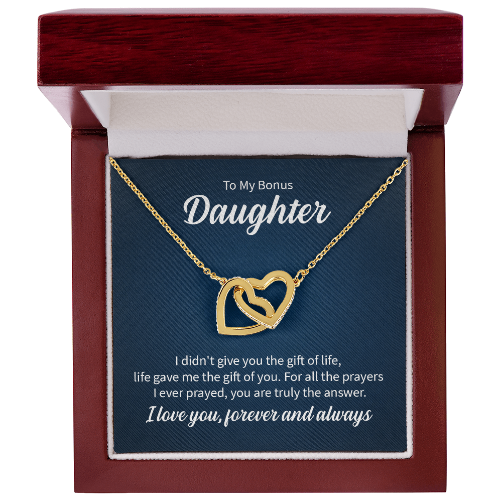 To My Bonus Daughter- Interlocking Hearts Necklace