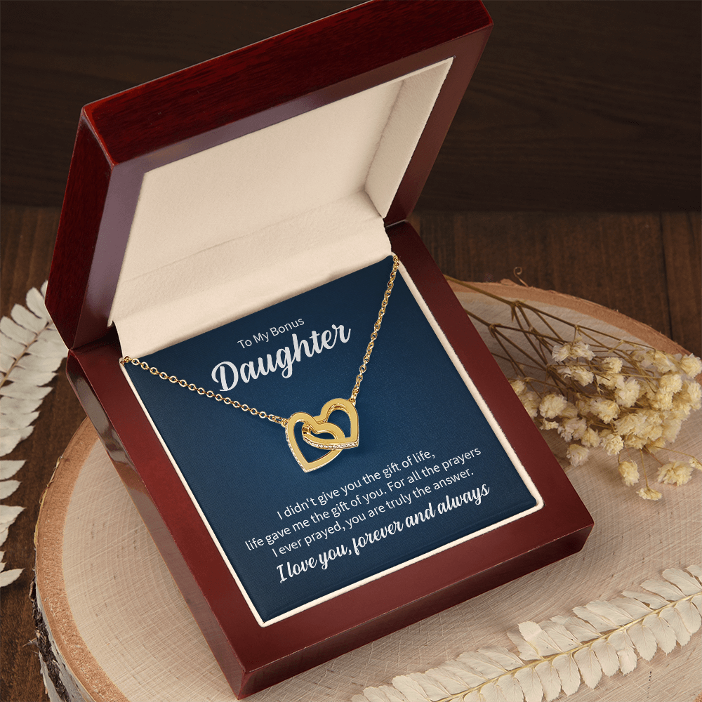 To My Bonus Daughter- Interlocking Hearts Necklace