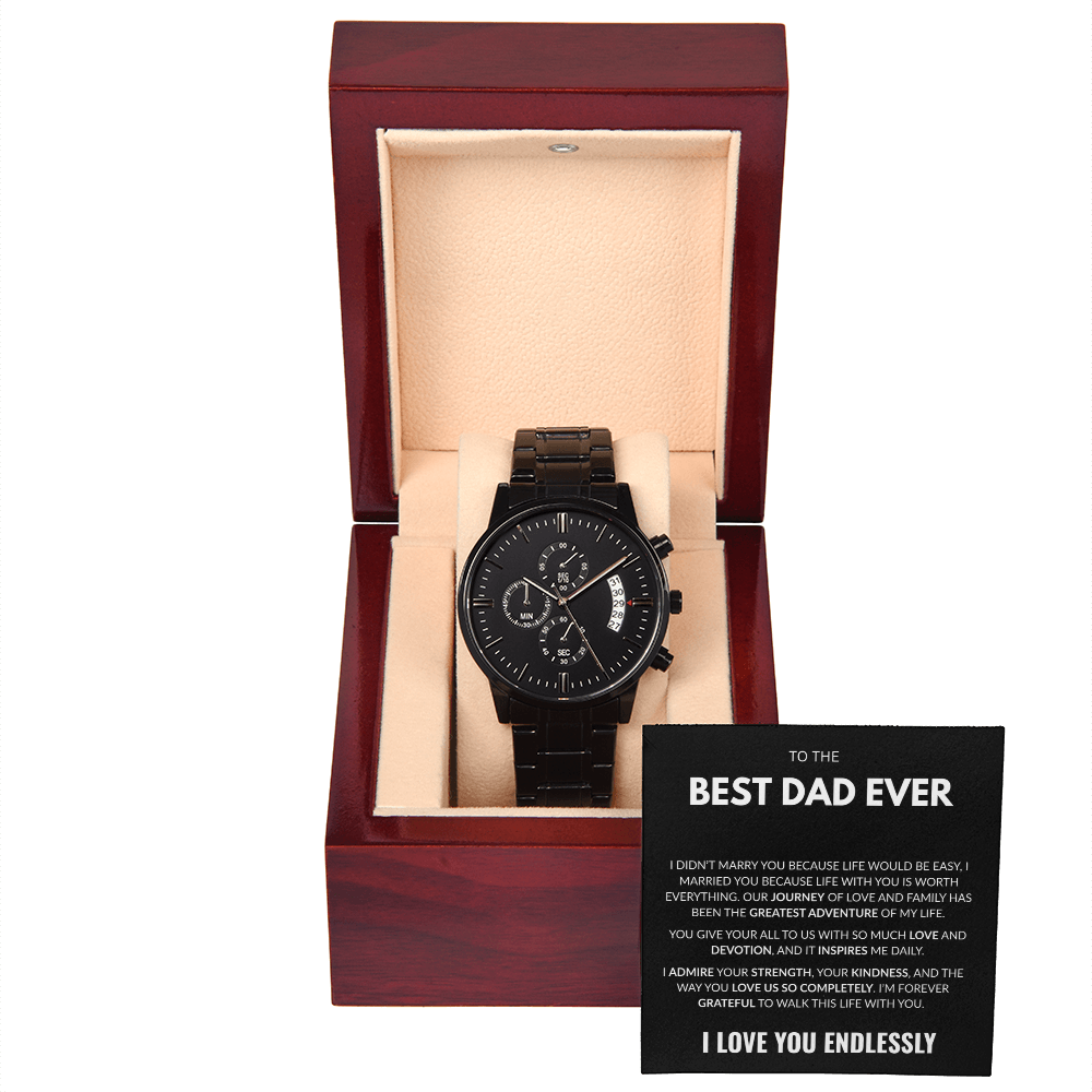 Best Dad Ever- Black Chronograph Watch