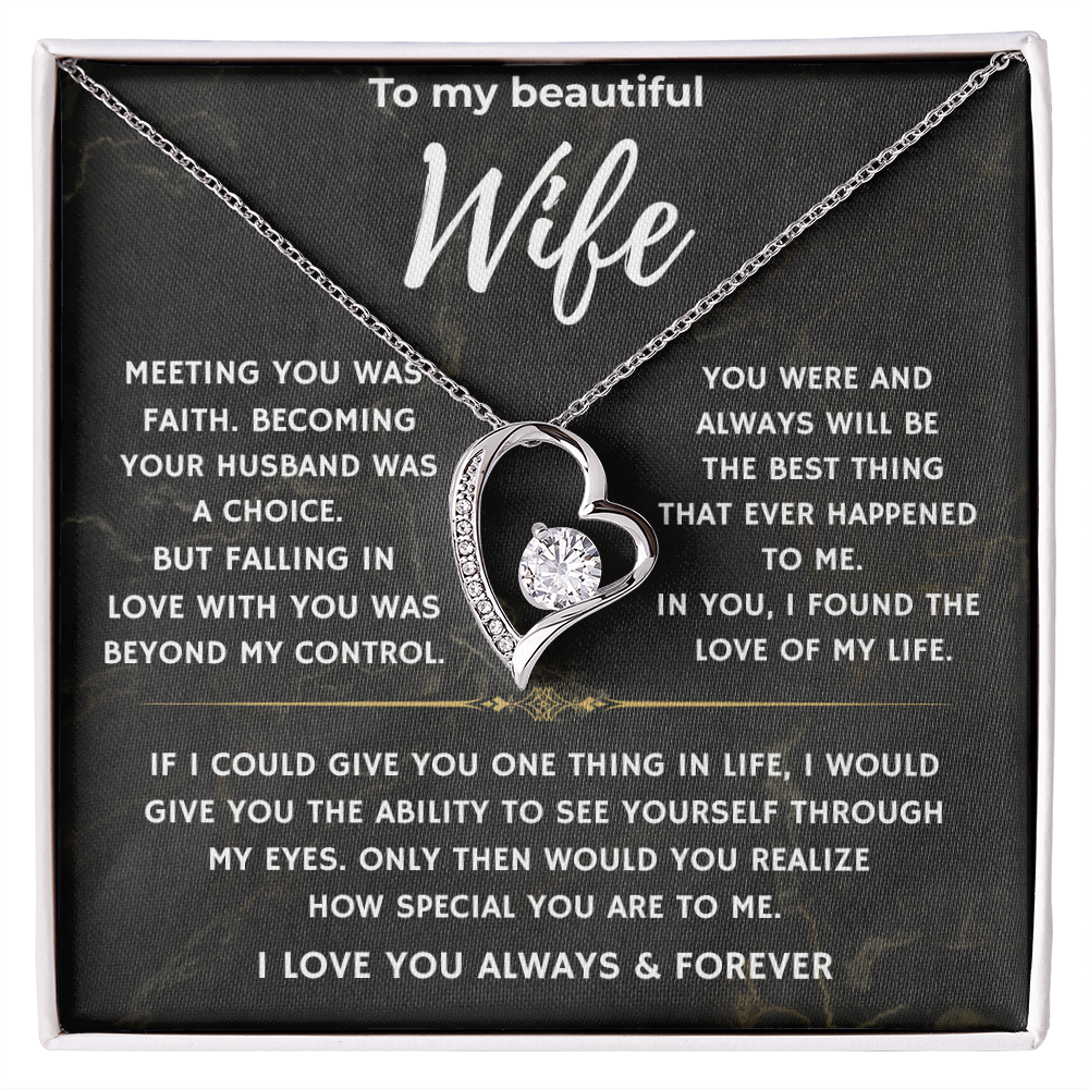 To my Beautiful Wife, Falling in love with you was beyond my control/ Lone Knot Necklace