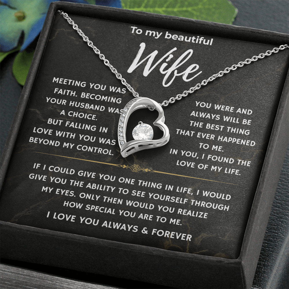 To my Beautiful Wife, Falling in love with you was beyond my control/ Lone Knot Necklace