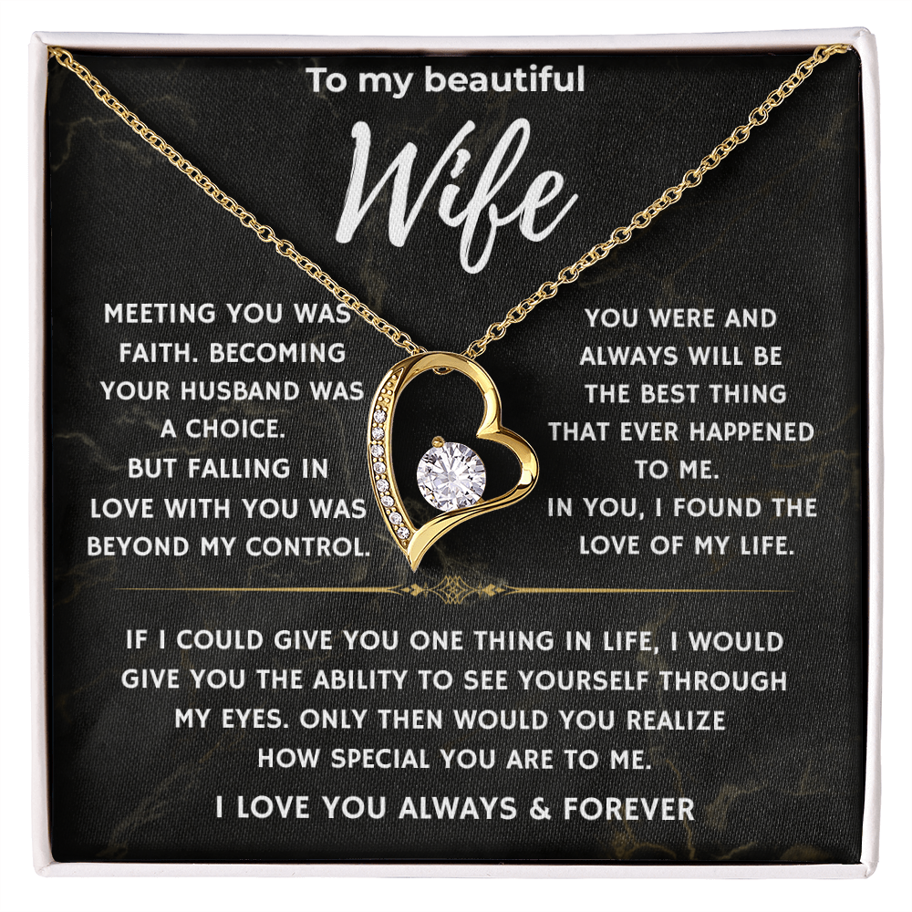 To my Beautiful Wife, Falling in love with you was beyond my control/ Lone Knot Necklace