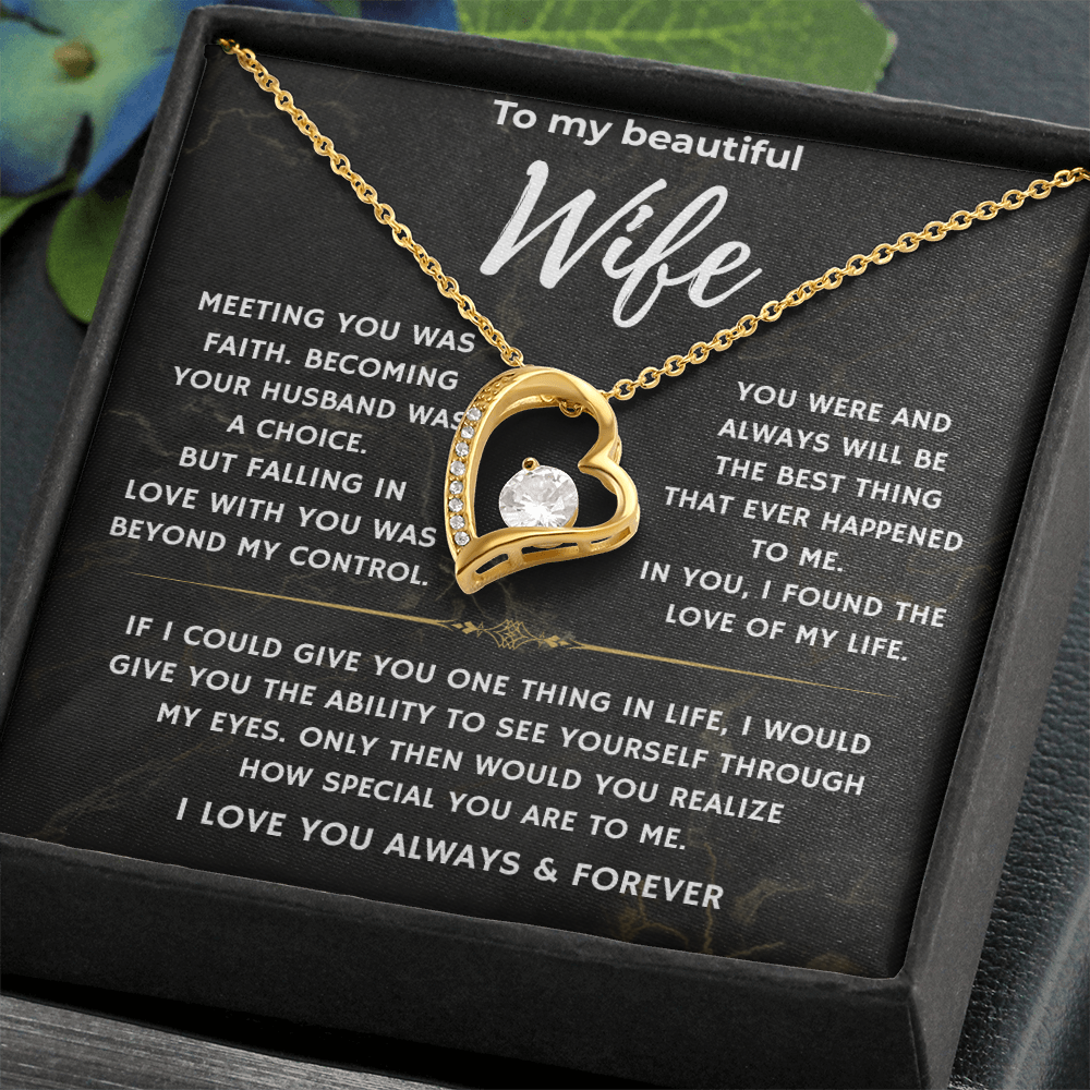 To my Beautiful Wife, Falling in love with you was beyond my control/ Lone Knot Necklace