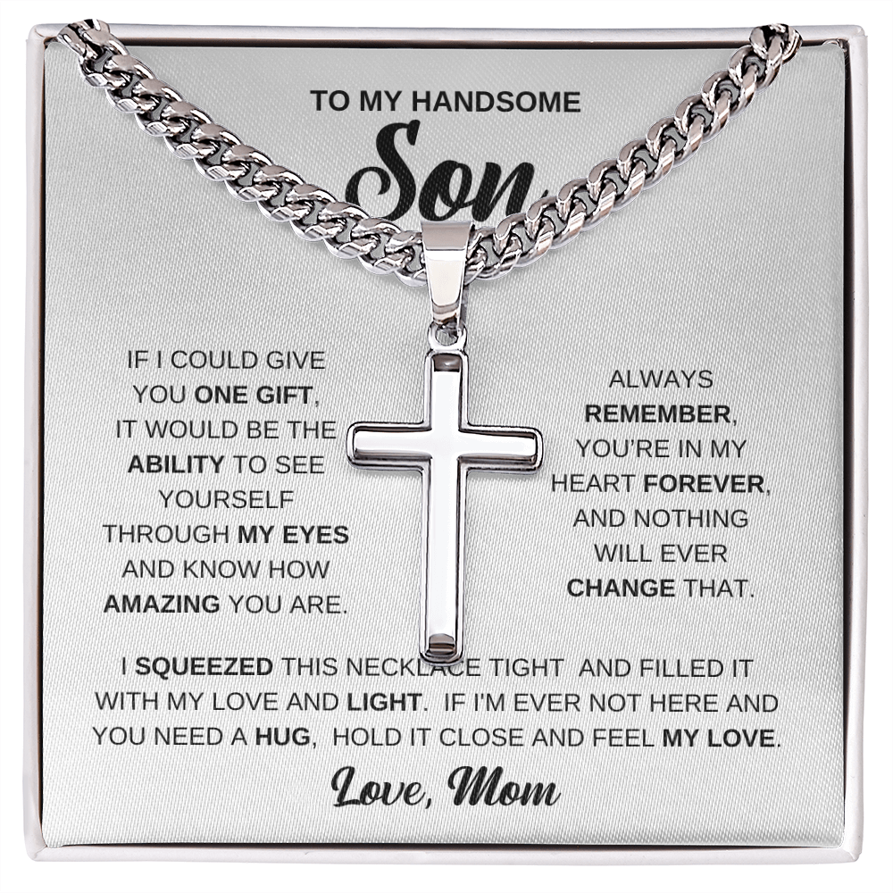 To My Son - Artisan Cross with Cuban Link Chain