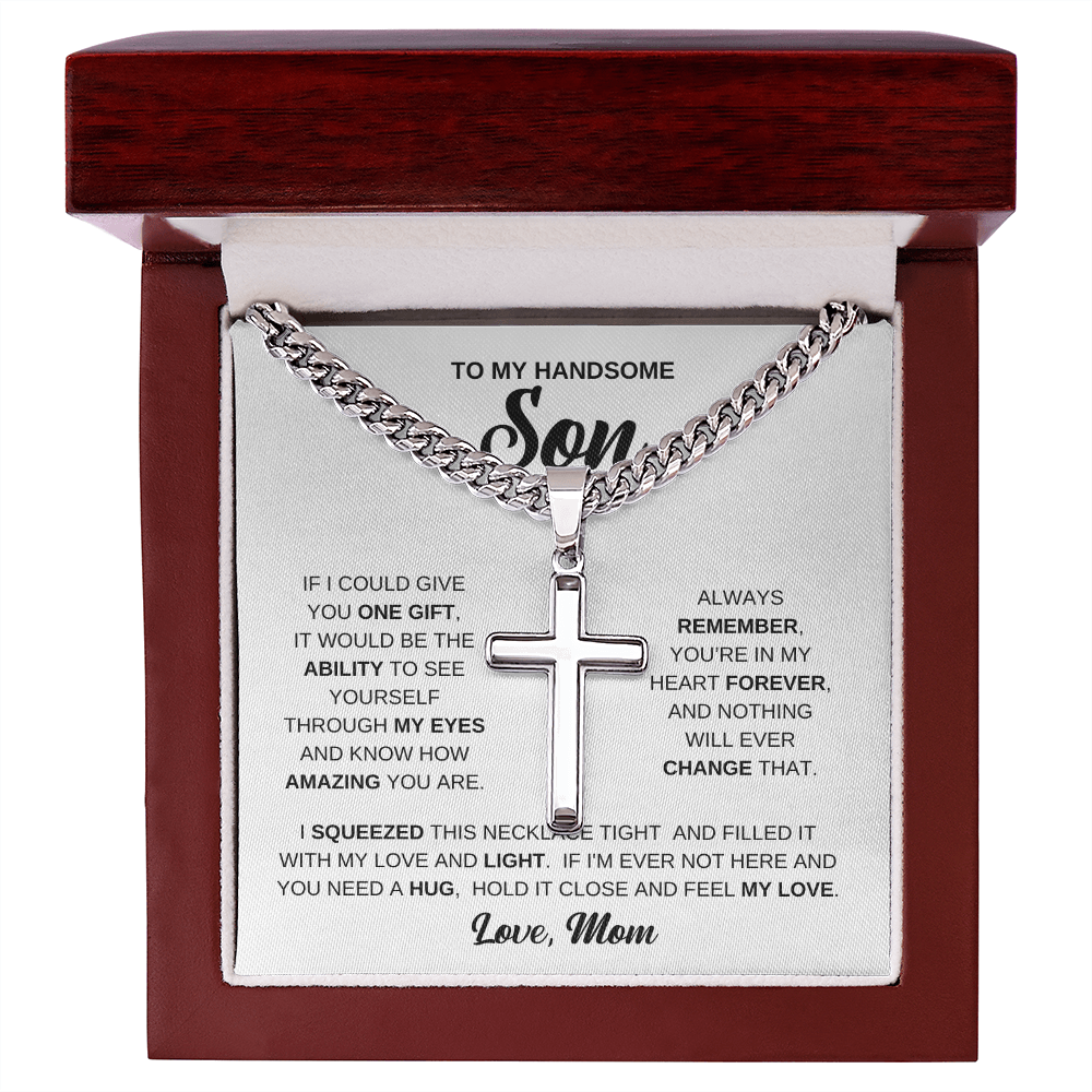 To My Son - Artisan Cross with Cuban Link Chain