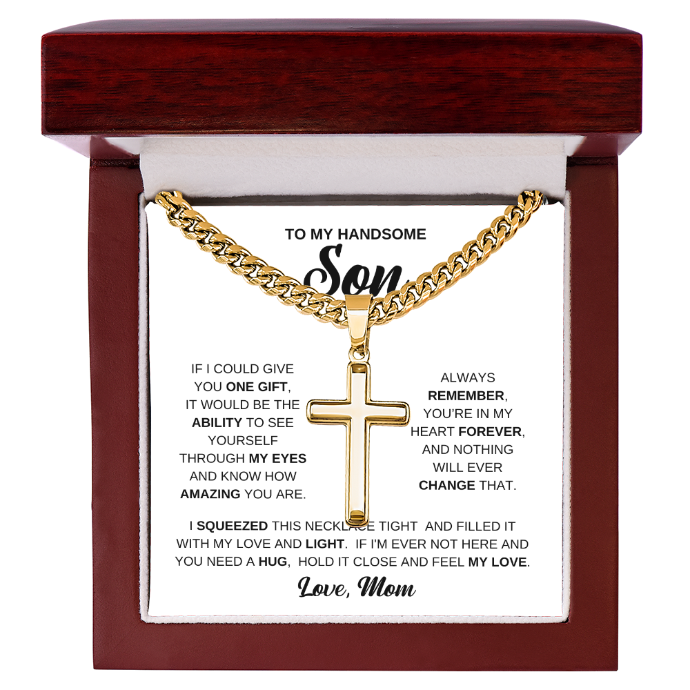 To My Son - Artisan Cross with Cuban Link Chain