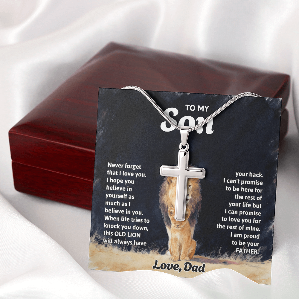 To My Son - Artisan Cross  Necklace with Snake Chain