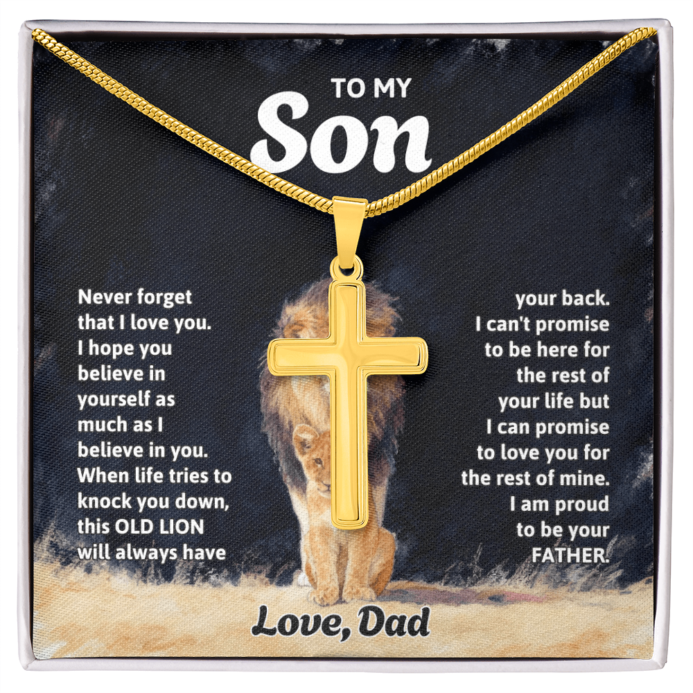 To My Son - Artisan Cross  Necklace with Snake Chain