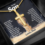 To My Son - Artisan Cross  Necklace with Snake Chain