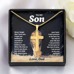 To My Son - Artisan Cross  Necklace with Snake Chain