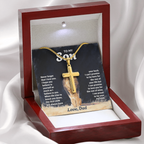 To My Son - Artisan Cross  Necklace with Snake Chain