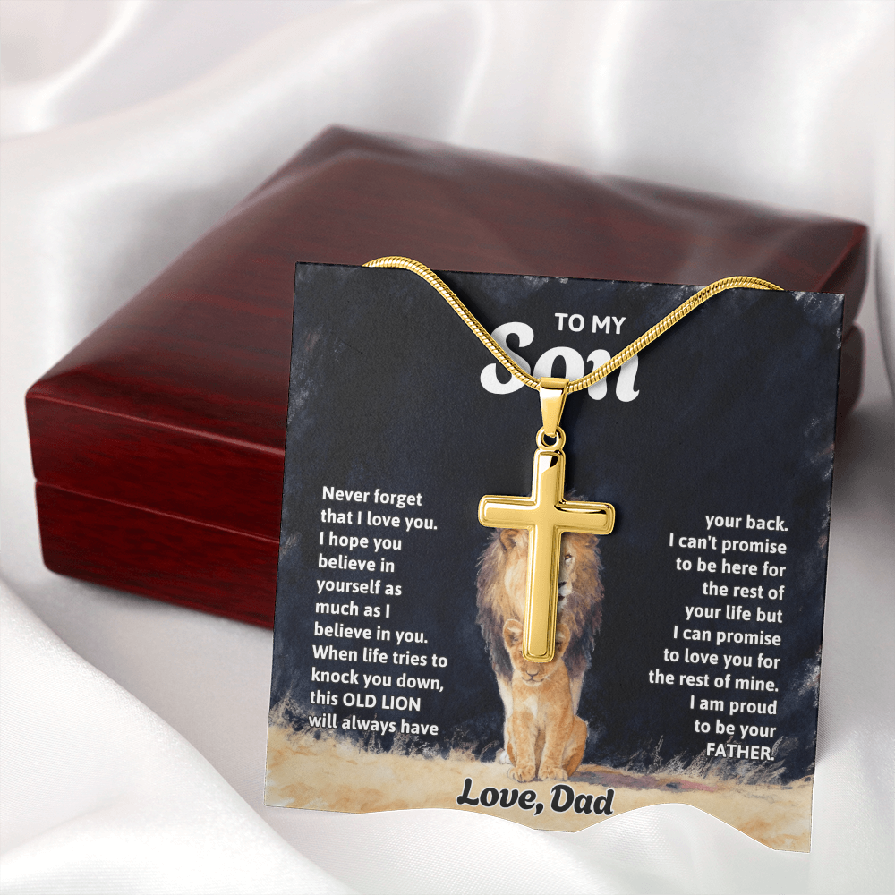 To My Son - Artisan Cross  Necklace with Snake Chain