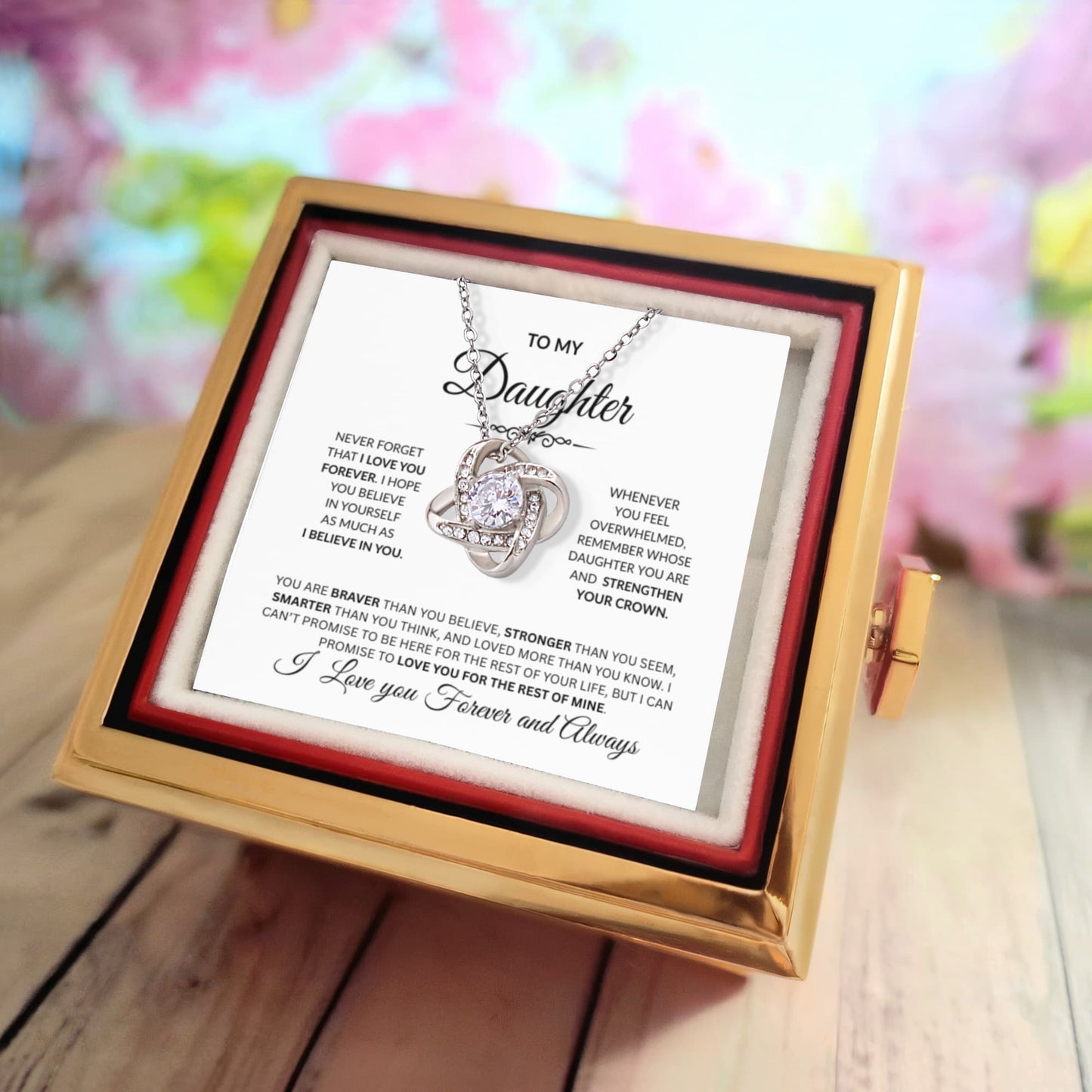To My Daughter- Love knot Necklace