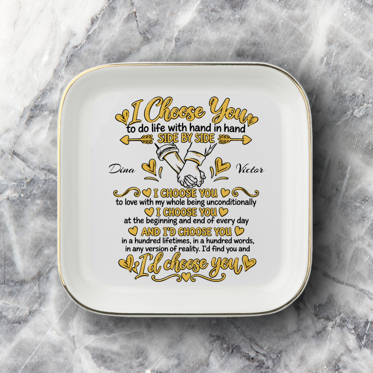 Personalized Couples Jewelry Dish – I Choose You Romantic Gift
