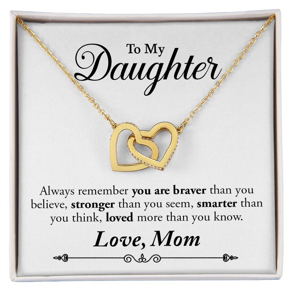 My Daughter | Braver Stronger Smarter - Interlocking Hearts Necklace