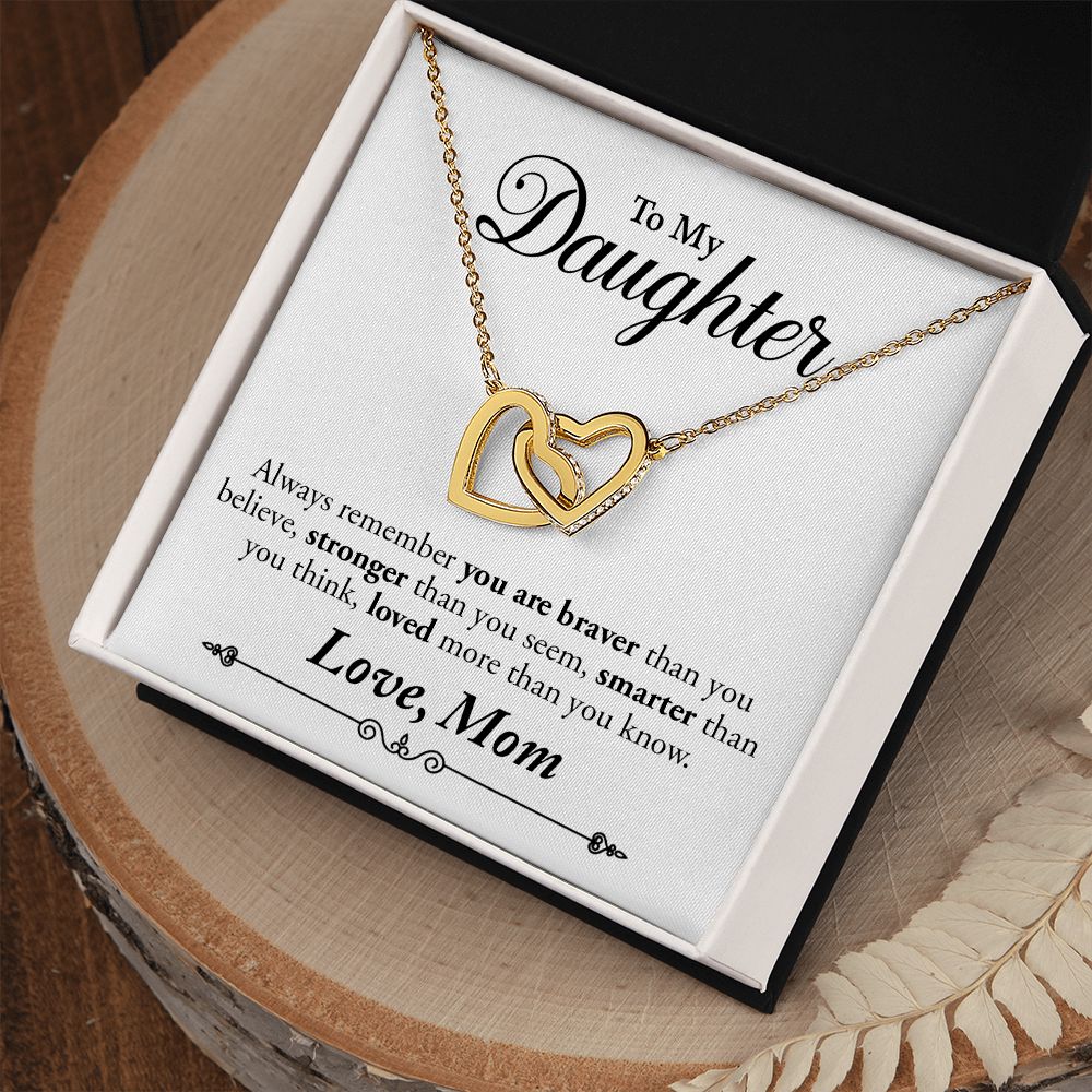 My Daughter | Braver Stronger Smarter - Interlocking Hearts Necklace