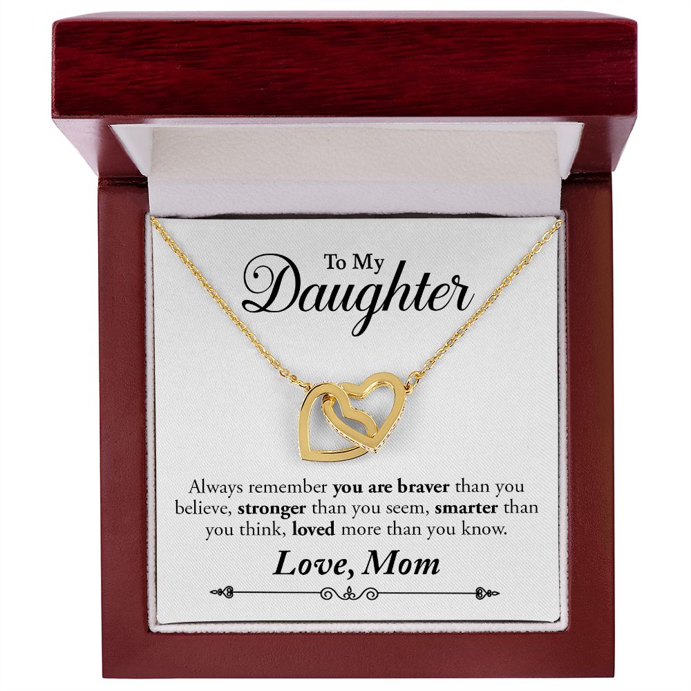 My Daughter | Braver Stronger Smarter - Interlocking Hearts Necklace