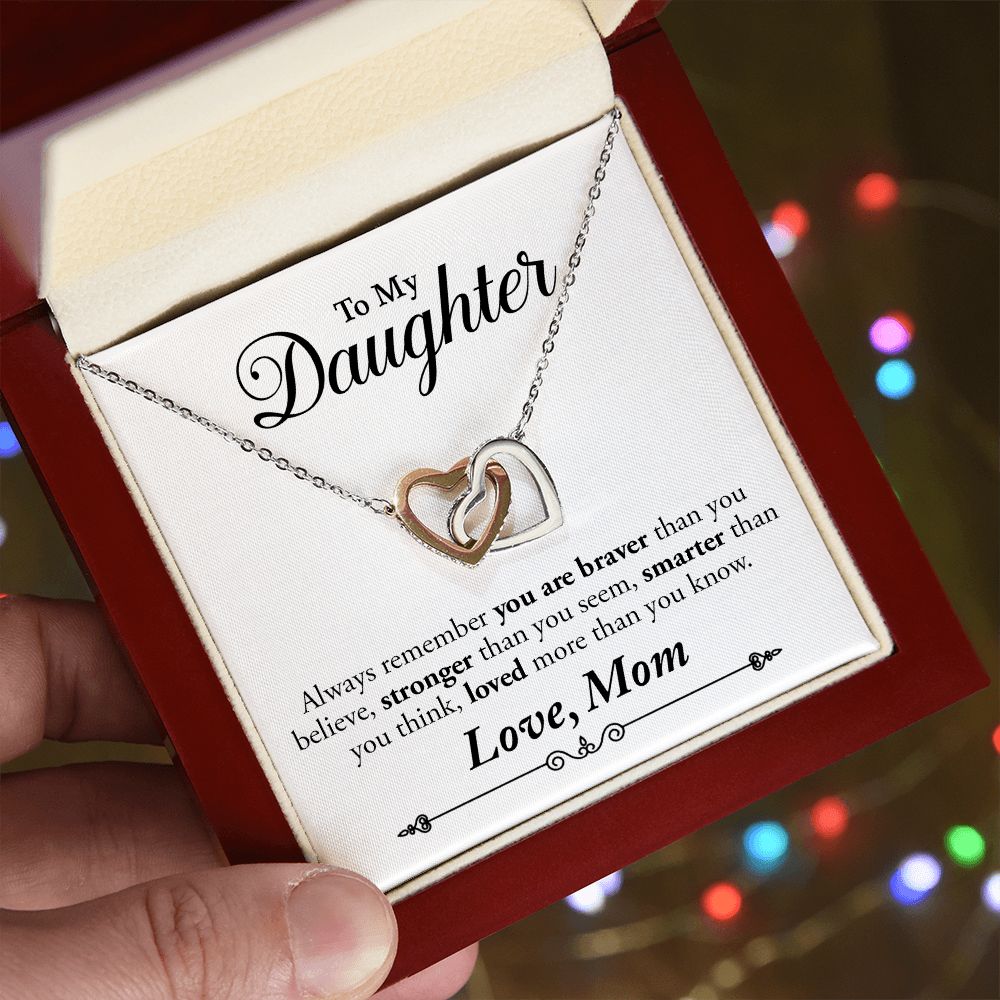 My Daughter | Braver Stronger Smarter - Interlocking Hearts Necklace