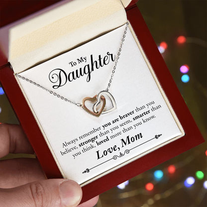My Daughter | Braver Stronger Smarter - Interlocking Hearts Necklace